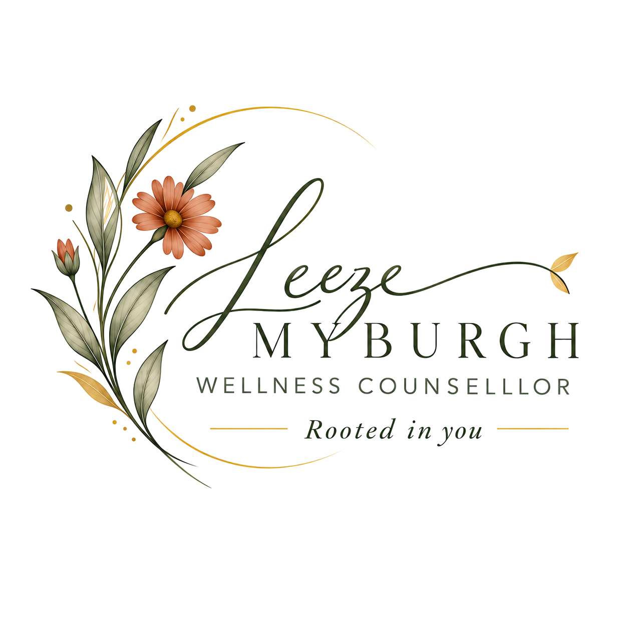 Leeze Myburgh, wellness counsellor. Rooted in you.